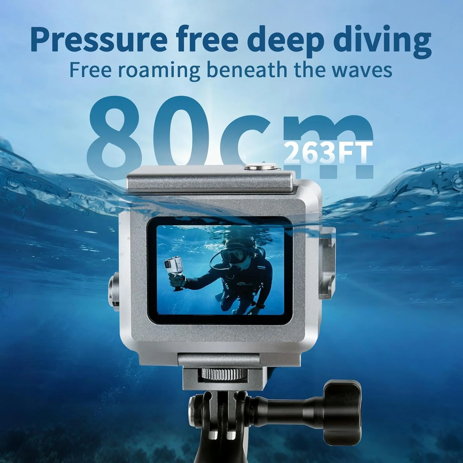 محفظه ضد آب آلیاژ آلومینیوم برای GoPro Hero - محفظه زیر آبی 80 متری با پایه، پوسته محافظ برای مجموعه لوازم جانبی دوربین اکشن Hero