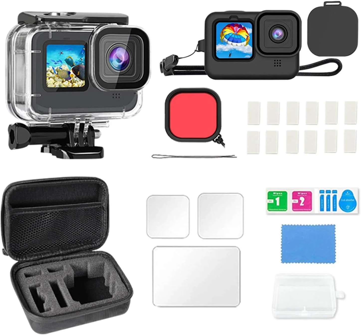 محفظه ضد آب برای دوربین های Hero9-12 با لوازم جانبی دوربین های غواصی و محافظ، لوازم جانبی دوربین زیر آب