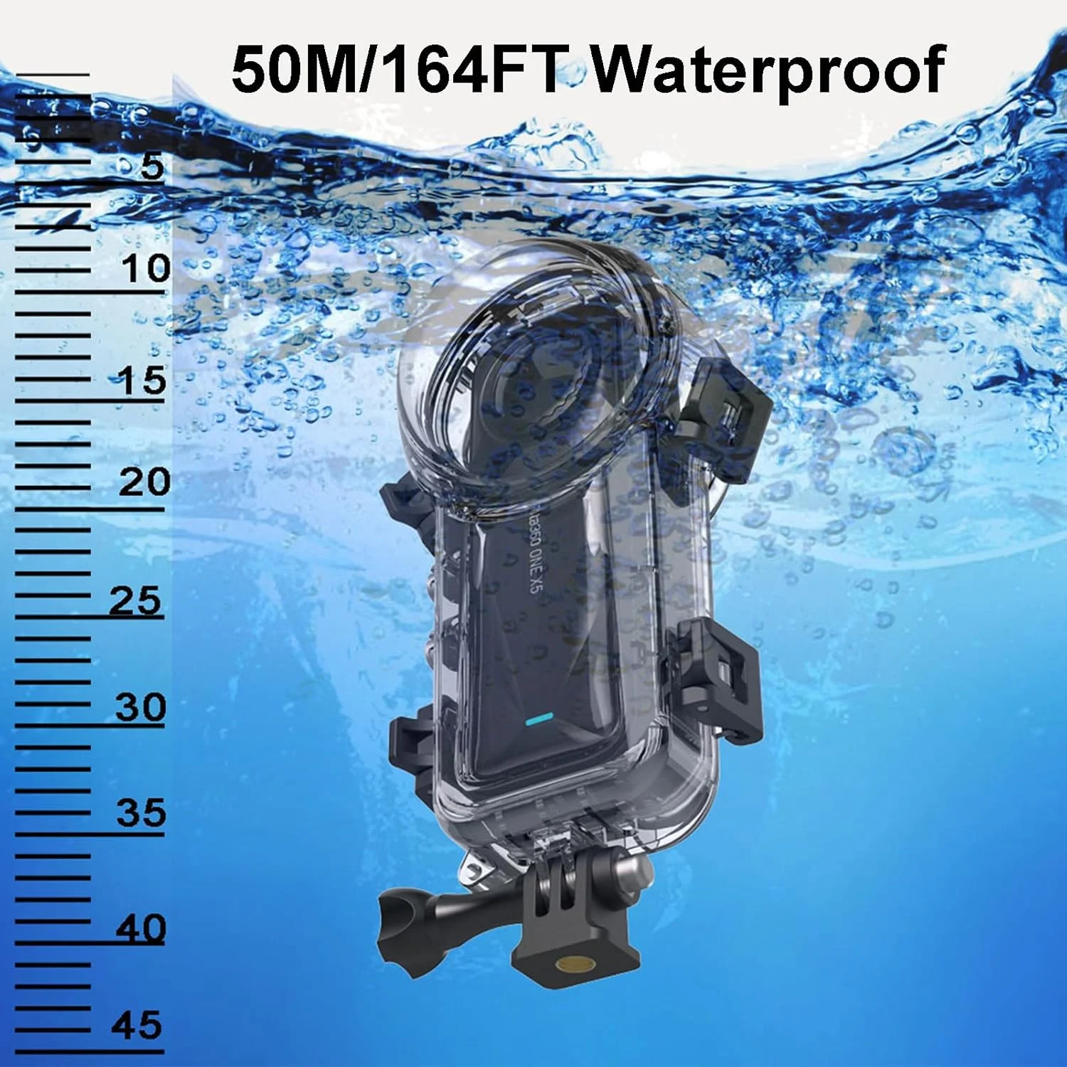 محفظه غواصی نامرئی 50 متری HUAYUWA سازگار با Insta360 X5، محفظه عکاسی زیر آب 164FT برای دوربین اکشن Insta 360 X5، جعبه ضد آب با لوازم جانبی براکت