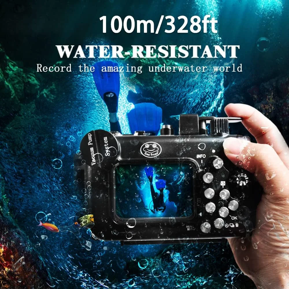 محفظه آلومینیومی دوربین زیرآب Sea frogs سازگار با Olympus TG-6، ضدآب تا 100 متر، کیفیت ضدآب IPX8، مشکی محفظه آلومینیومی دوربین زیرآب Sea frogs سازگار با Olympus TG-6، ضدآب تا 100 متر، کیفیت ضدآب IPX8، مشکی