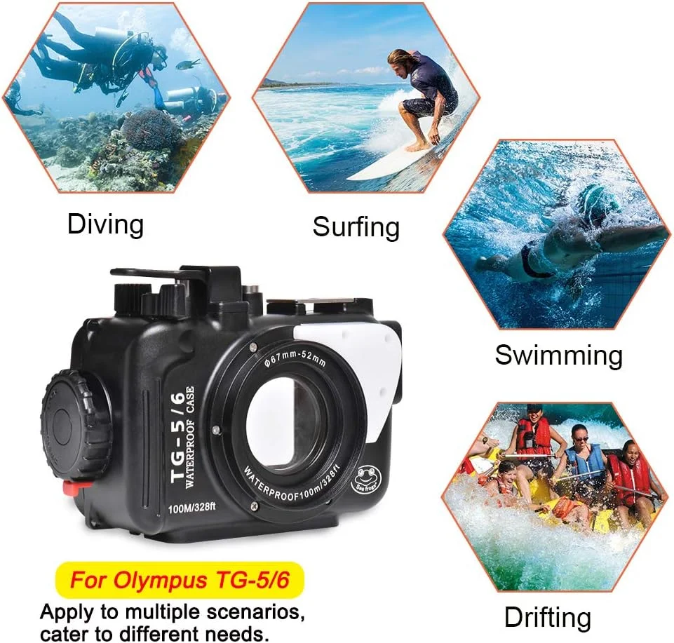 محفظه آلومینیومی دوربین زیرآب Sea frogs سازگار با Olympus TG-6، ضدآب تا 100 متر، کیفیت ضدآب IPX8، مشکی محفظه آلومینیومی دوربین زیرآب Sea frogs سازگار با Olympus TG-6، ضدآب تا 100 متر، کیفیت ضدآب IPX8، مشکی