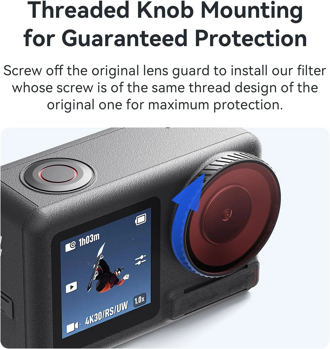 فیلتر ضد آب دوربین برای اکشن 4، پوشش لنز ضد خش، لوازم جانبی عکاسی زیر آب، فیلتر ضد آب با قابلیت نصب سریع