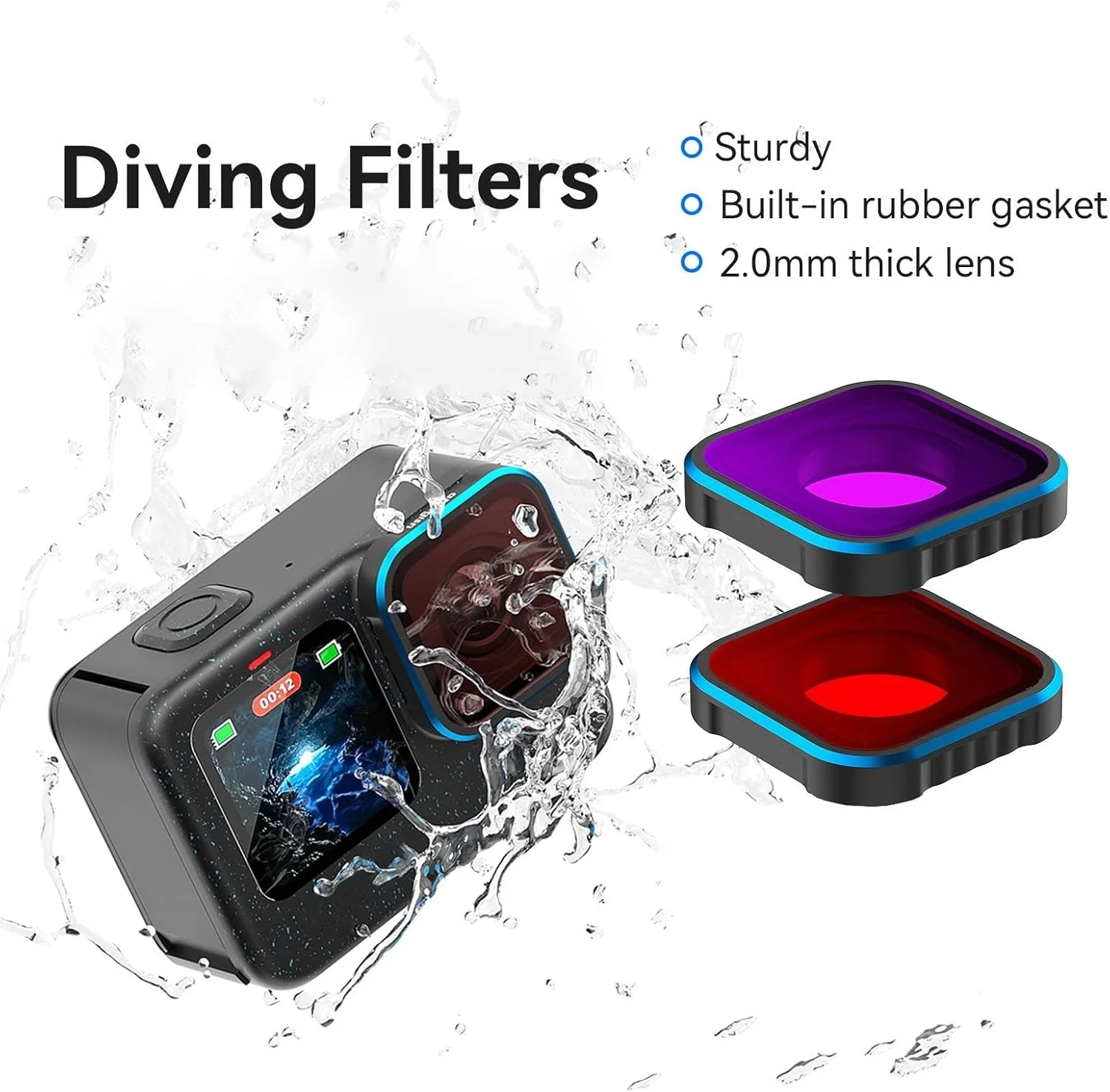 فیلتر لنز زیر آب، قطعه جایگزین، نصب سریع و ضد آب برای دوربین ورزشی 13/12/11/10/9 فیلتر لنز زیر آب، قطعه جایگزین، نصب سریع و ضد آب برای دوربین ورزشی 13/12/11/10/9