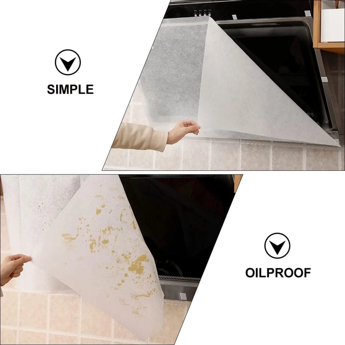 2 رول کاغذ فیلتر روغن برای هودهای آشپزخانه، طول 10 متر، کاغذ ضد روغن، فیلتر جذب کننده روغن آشپزخانه، استفاده آسان