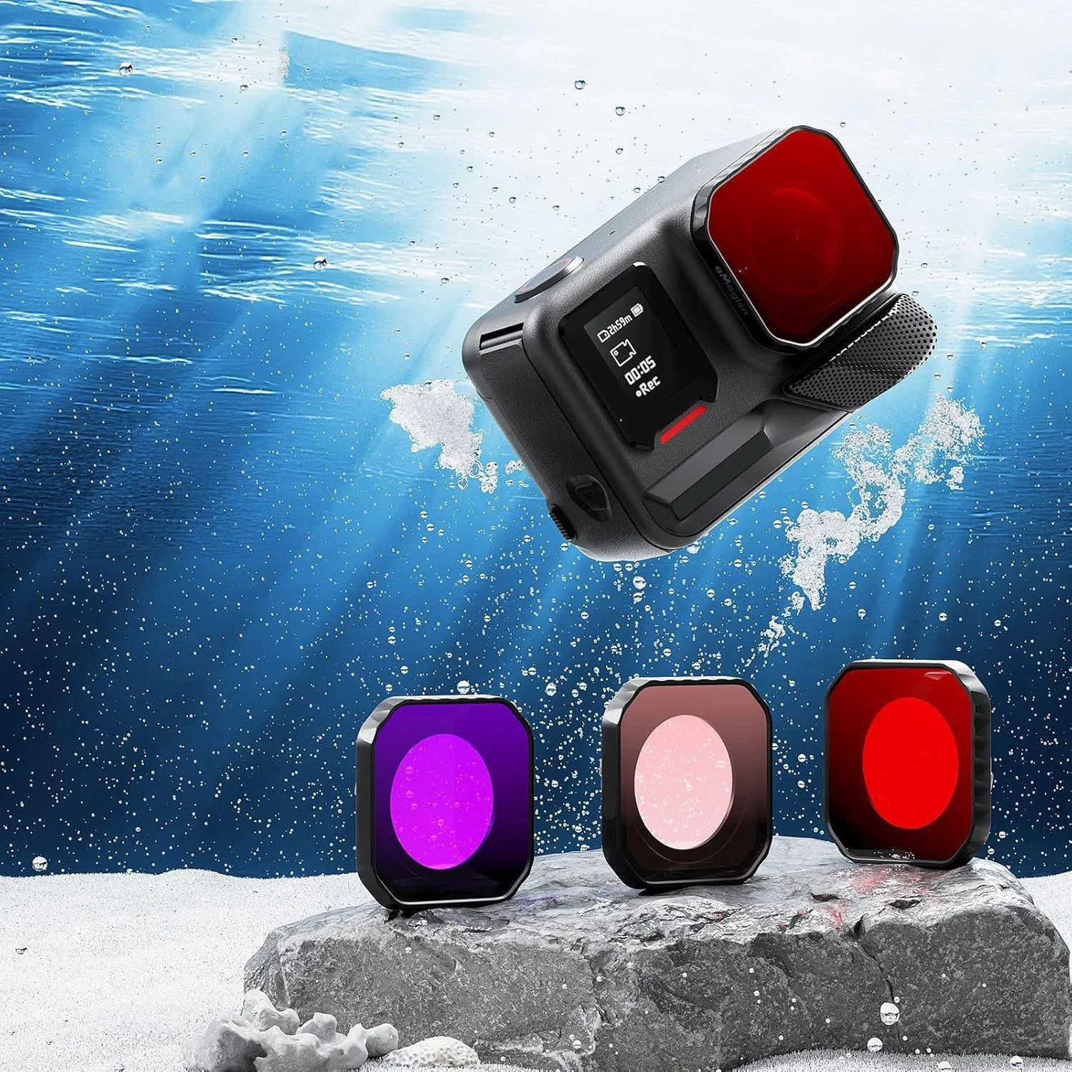 فیلتر غواصی برای دوربین های اکشن، پوشش لنز شیشه ای اپتیکال، ضد آب، ضد مه، قاب آلومینیومی مقاوم در برابر زنگ زدگی برای فیلتر غواصی فیلتر غواصی برای دوربین های اکشن، پوشش لنز شیشه ای اپتیکال، ضد آب، ضد مه، قاب آلومینیومی مقاوم در برابر زنگ زدگی برای فیلتر غواصی