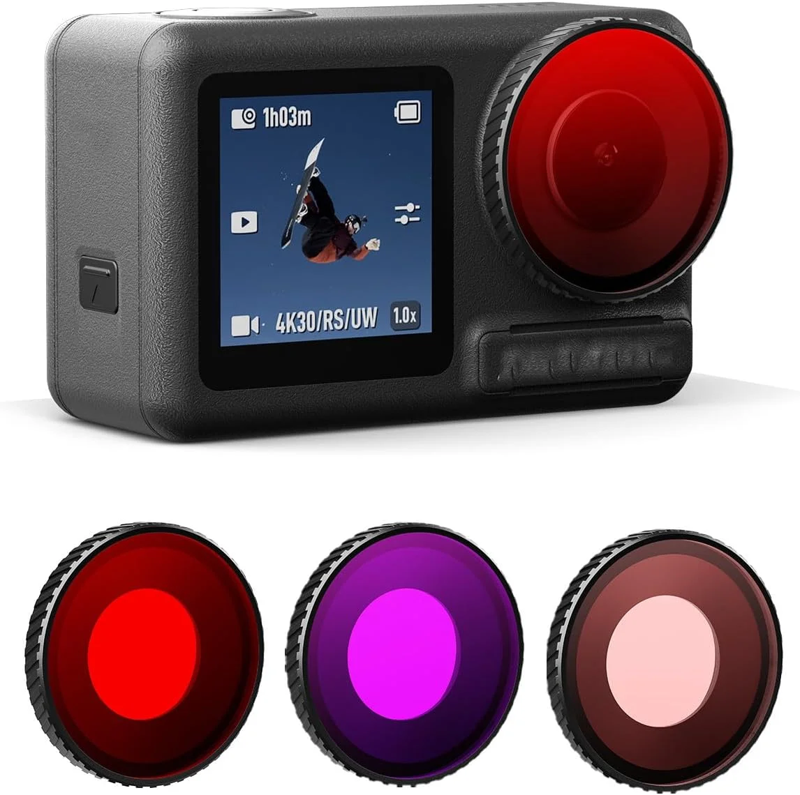فیلتر لنز زیر آب برای دوربین اکشن 4، پوشش رهاسازی سریع رنگ، فیلتر اپتیکال ضد خش