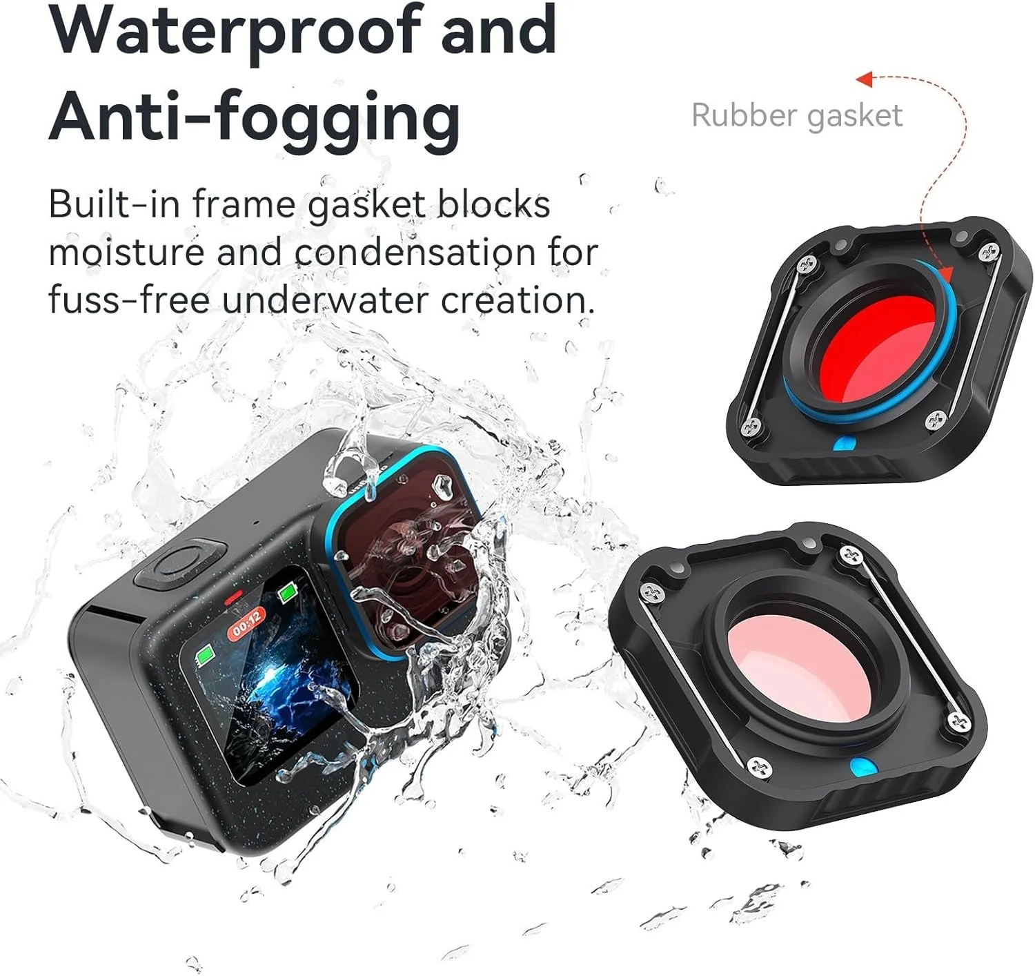 فیلتر حرفه ای بازیابی لنز زیر آب، ضد آب، اصلاح رنگ، فیلتر غواصی برای دوربین های اکشن 13/12/11/10/9 محافظ لنز شیشه ای