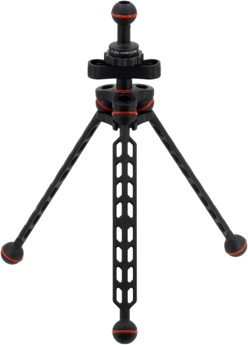 سه پایه زیر آب با گیره و بازوی توپی با توپ های 25 میلی متری طول 24 سانتی متر پیچ رزوه ای عکس 1/4 UNC و قطعه توپی 25 میلی متری FLEX-ARM UWCP324