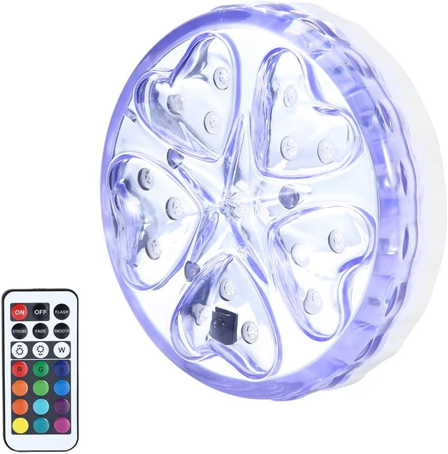چراغ زیرآبی ضد آب 16RGB LED برای استخرها و حوضچه ها، دکور منظره با کنترل از راه دور، پشتیبانی از 13 تبدیل رنگ نور و 4 حالت نور، IP68