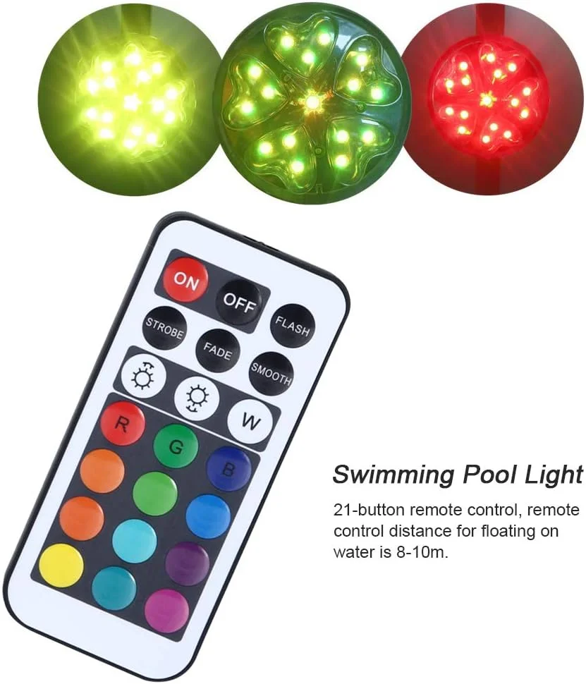چراغ زیرآبی ضد آب 16RGB LED برای استخرها و حوضچه ها، دکور منظره با کنترل از راه دور، پشتیبانی از 13 تبدیل رنگ نور و 4 حالت نور، IP68