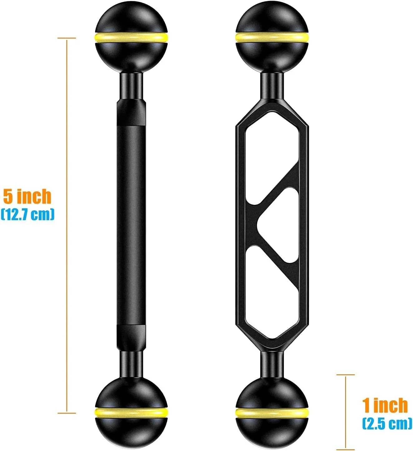 بازوی توپی دوتایی Sea frogs AM-16، ۱۲.۷ سانتی متر، تجهیزات عکاسی زیر آب، سیستم روشنایی، آلیاژ آلومینیوم، تجهیزات غواصی، لوازم جانبی، بازوهای سبک، ۲ عدد