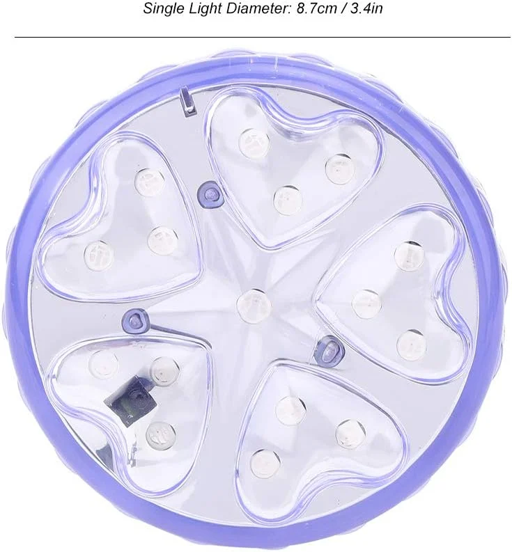 2 عدد چراغ LED زیر آب، چراغ های استخری غوطه ور با کنترل از راه دور، 13 تغییر رنگ، برای چراغ های تزئینی فضای باز