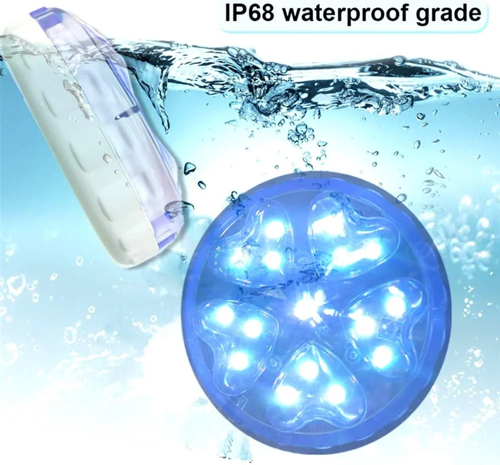 2 عدد چراغ LED زیر آب، چراغ های استخری غوطه ور با کنترل از راه دور، 13 تغییر رنگ، برای چراغ های تزئینی فضای باز