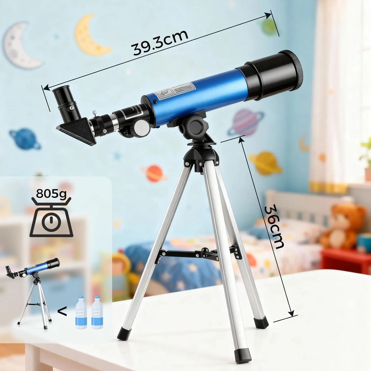 تلسکوپ نجومی Cowiewie، تلسکوپ های مبتدی برای رصد آسمان، بزرگنمایی 360/50 میلی متر HD، تلسکوپ قابل حمل انکساری برای فضای باز