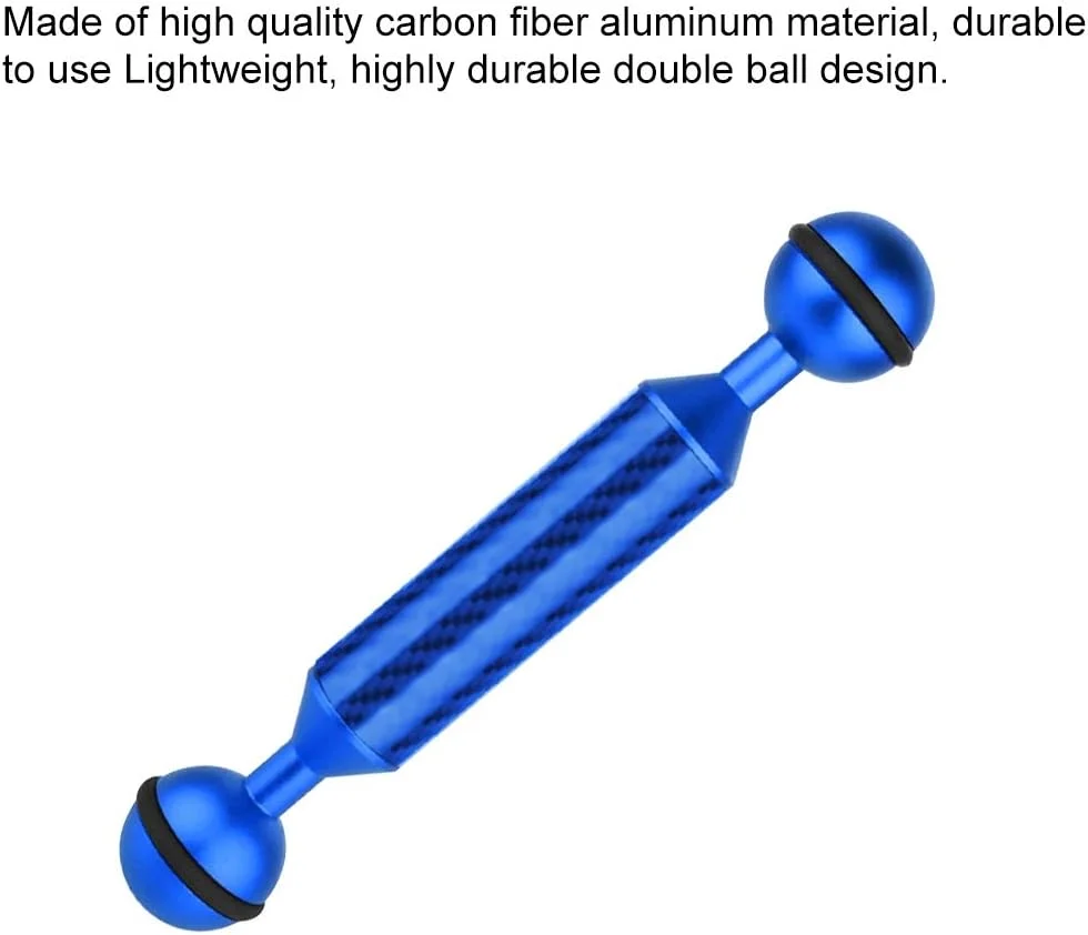 بازوی شناور زیرآب PULUZ 12.7 سانتی متر / 12.7 سانتی متر / 20.8 میلی متر / 2 توپی، فیبر کربنی، برای نصب چراغ ویدئویی/فلاش، آبی
