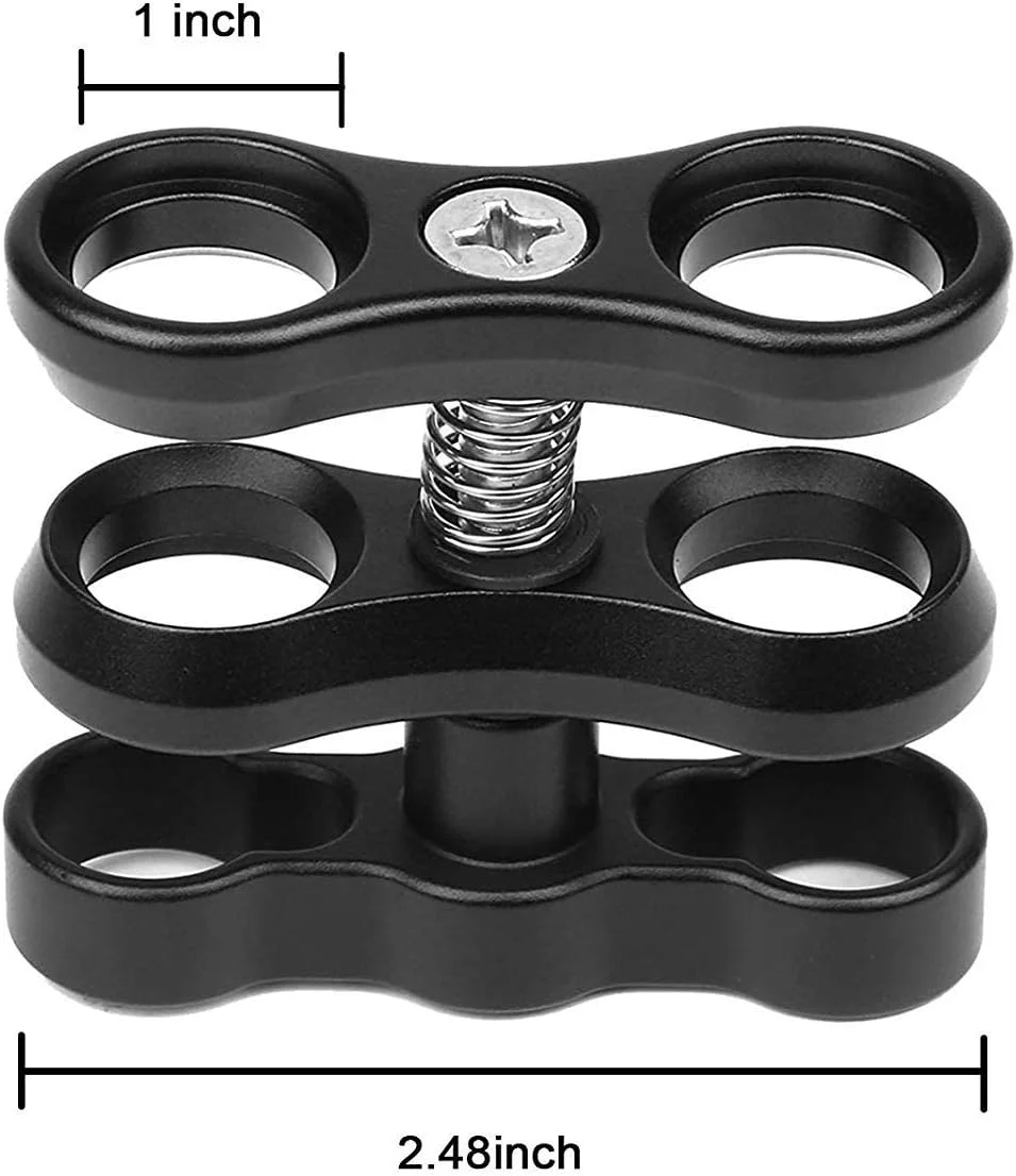 دو عدد بست توپی آلومینیومی 2.5 سانتی‌متری برای نور غواصی زیر آب، سیستم سینی، دوربین غواصی عکاسی