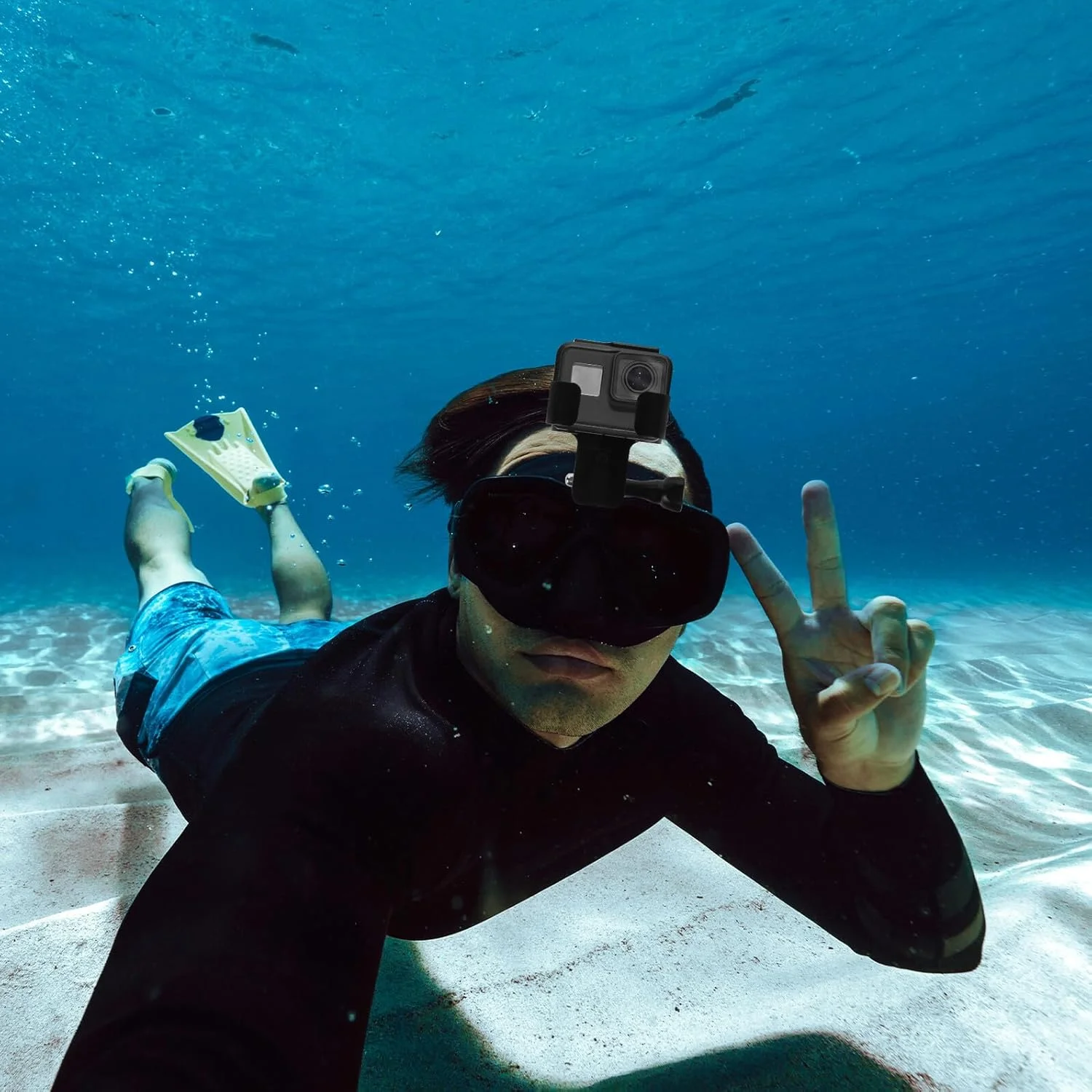 نگهدارنده دوربین قابل تنظیم برای عینک غواصی، سازگار با اکثر ماسک های غواصی، لوازم جانبی مقاوم برای ضبط تصاویر زیر آب در هنگام غواصی و شنا، مشکی