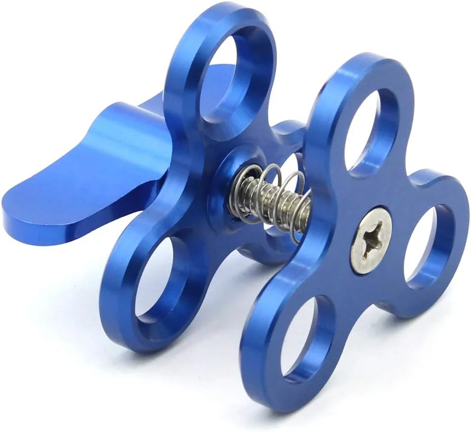 گیره سه توپی با 3 سوراخ، بازوی زیر آب، براکت غواصی، گیره پروانه ای برای لوازم جانبی عکاسی زیر آب غواصی (آبی)