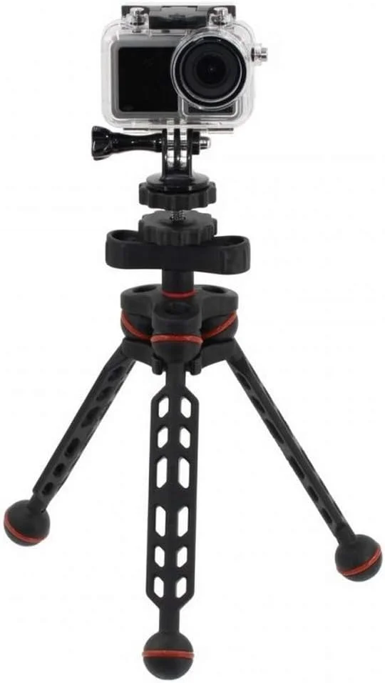 سه پایه زیرآبی با گیره و بازوی توپی با توپ های 25 میلی متری، طول 18 سانتی متر، پیچ رزوه ای عکس 1/4 UNC مدل FLEX-ARM UWCP318