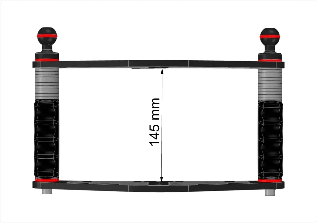 ریل دوربین دوتایی برای محفظه زیر آب با دسته دوتایی و توپ 25 میلی متری عکاسی زیر آب FLEX-ARM ST20211