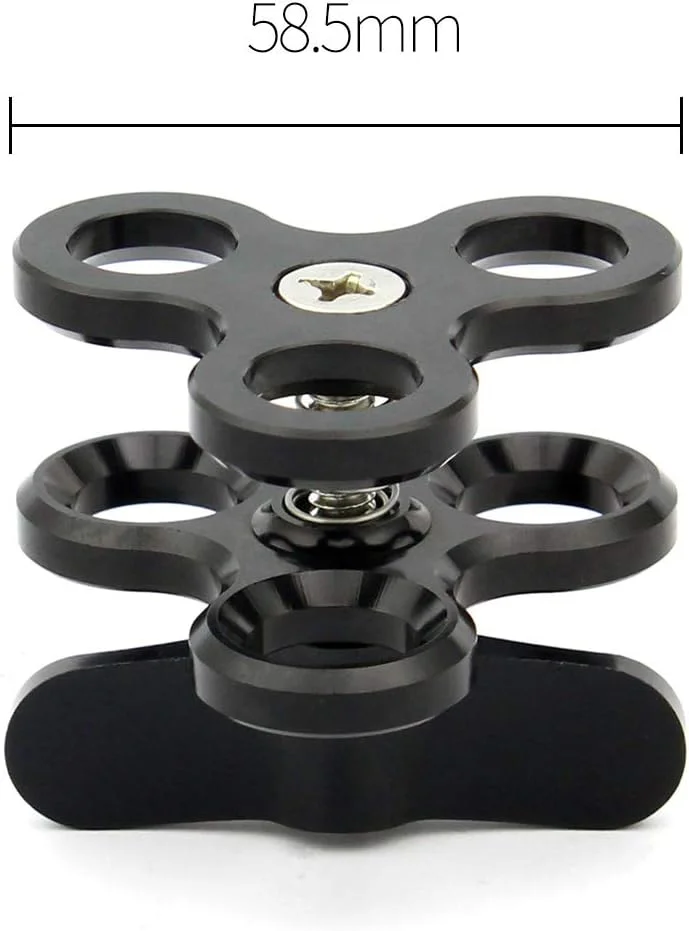 گیره سه توپی با 3 سوراخ، بازوی زیرآبی، براکت غواصی، گیره پروانه ای برای لوازم جانبی عکاسی زیر آب (مشکی)