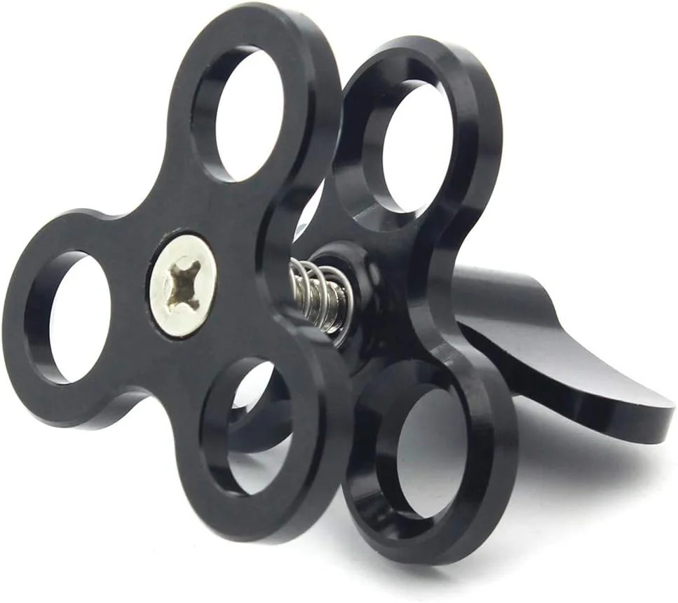 گیره سه توپی با 3 سوراخ، بازوی زیرآبی، براکت غواصی، گیره پروانه ای برای لوازم جانبی عکاسی زیر آب (مشکی)