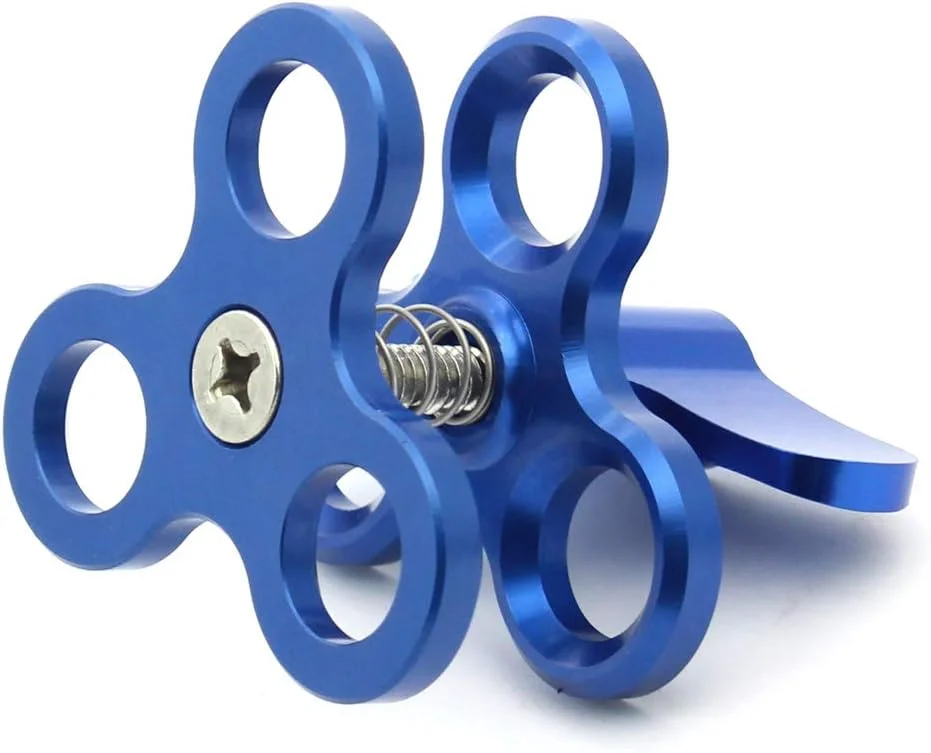 گیره سه توپی با 3 سوراخ، بازوی زیر آب، براکت غواصی، گیره پروانه ای برای لوازم جانبی عکاسی زیر آب غواصی (آبی)