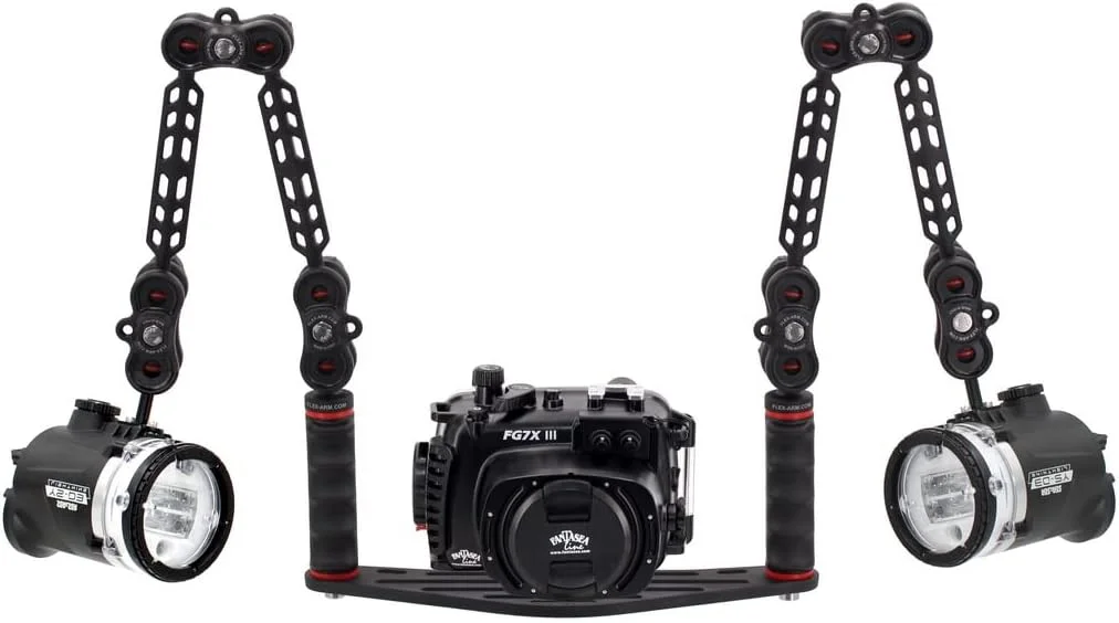 ریل دوربین برای محفظه زیر آب، ست بازوی دوتایی جهانی 18 سانتی متری، آداپتور Ys برای فلاش زیر آب، عکاسی زیر آب FLEX-ARM ST20216