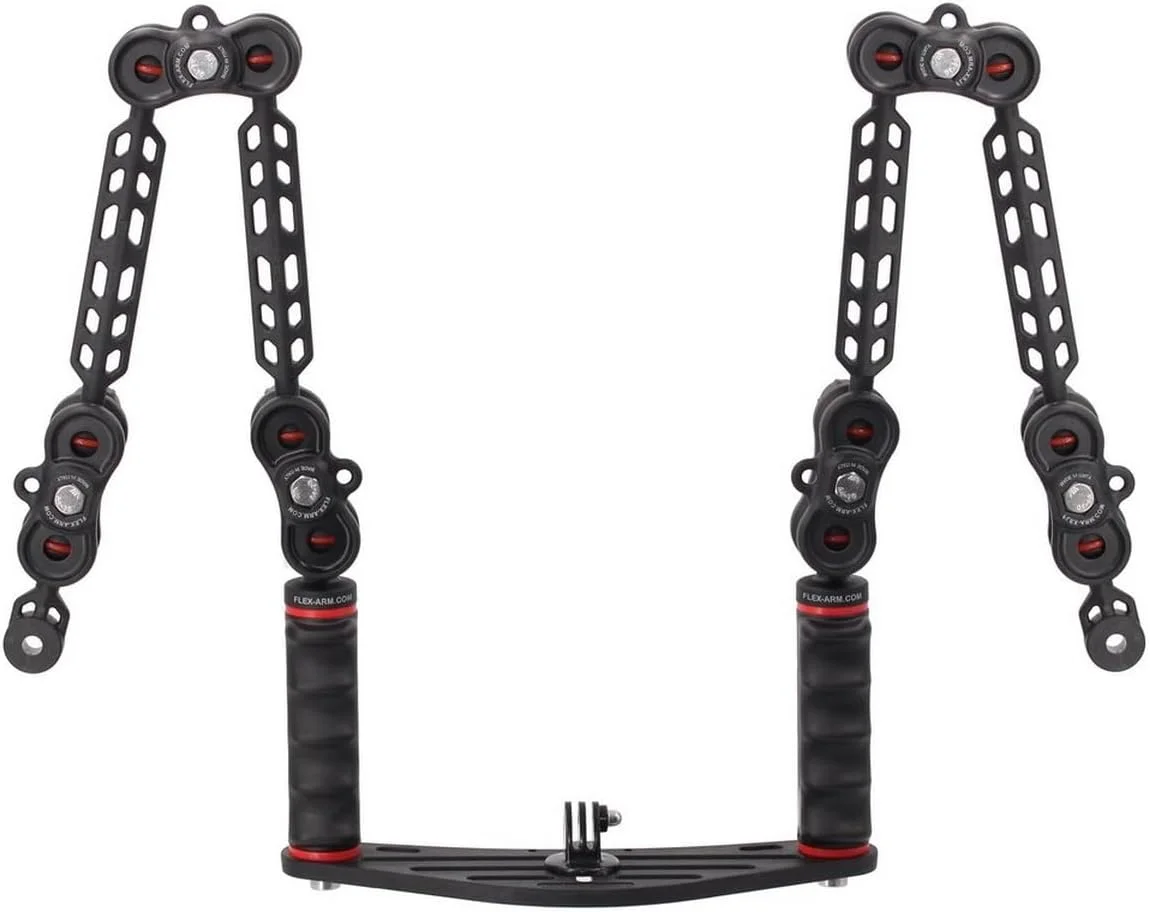 کیت بازوی نگهدارنده زیرآبی 4 بازو پلاستیک کربن 18 سانتی متر سر Ys برای دوربین های اکشن کم برای Gopro DJI Osmo, Insta360 Ace Pro, FLEX-ARM ST20138