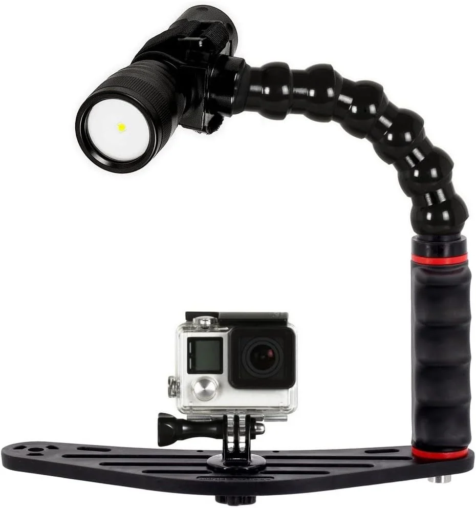 دسته با بازوی انعطاف پذیر 6 ماژول و آداپتور پشتیبانی چراغ قوه M8 رزوه داخلی طول 31 سانتی متر برای ریل محفظه زیر آب FLEX-ARM 600M31BK دسته با بازوی انعطاف پذیر 6 ماژول و آداپتور پشتیبانی چراغ قوه M8 رزوه داخلی طول 31 سانتی متر برای ریل محفظه زیر آب FLEX-ARM 600M31BK