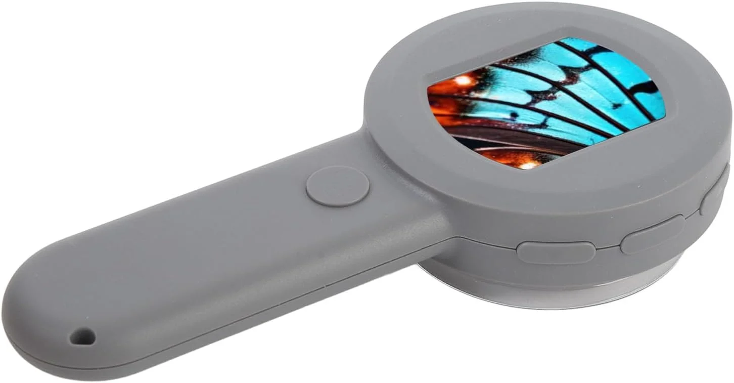 میکروسکوپ دیجیتال با صفحه نمایش 2 اینچی LCD، ذره بین جواهرسازی 100X با 8 چراغ LED قابل تنظیم، دوربین 16 مگاپیکسلی، شیشه ذره بین دستی تریکوم برای کودکان و بزرگسالان