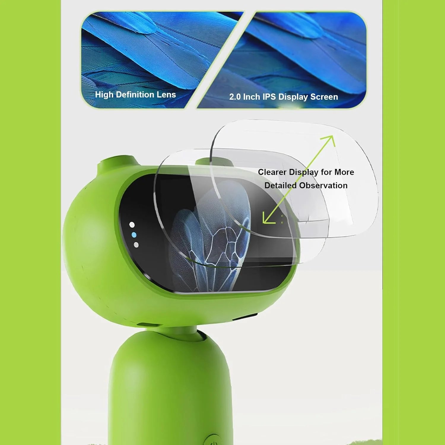 میکروسکوپ جیبی برای کودکان، میکروسکوپ دیجیتال دستی 1080P با صفحه نمایش 2 اینچی IPS، بزرگنمایی 1000x و 8 چراغ LED برای کاوش در فضای باز توسط دانش آموزان میکروسکوپ جیبی برای کودکان، میکروسکوپ دیجیتال دستی 1080P با صفحه نمایش 2 اینچی IPS، بزرگنمایی 1000x و 8 چراغ LED برای کاوش در فضای باز توسط دانش آموزان