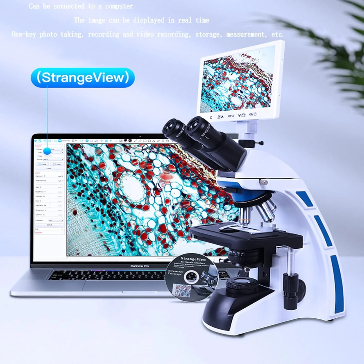 میکروسکوپ سه چشمی QBREZA ویژه آبزی پروری، میکروسکوپ چند منظوره با کیفیت بالا برای جلبک ها و میکروارگانیسم ها