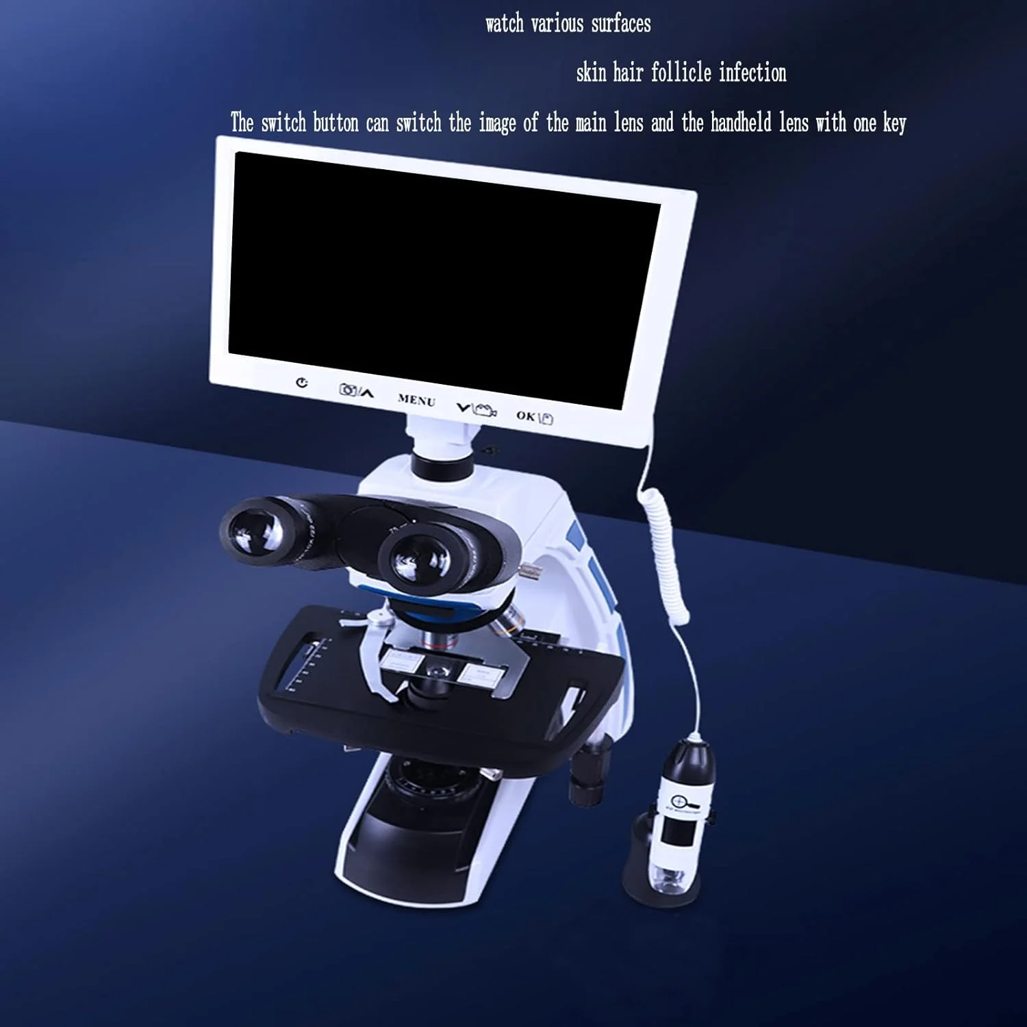 میکروسکوپ سه چشمی QBREZA ویژه آبزی پروری، میکروسکوپ چند منظوره با کیفیت بالا برای جلبک ها و میکروارگانیسم ها