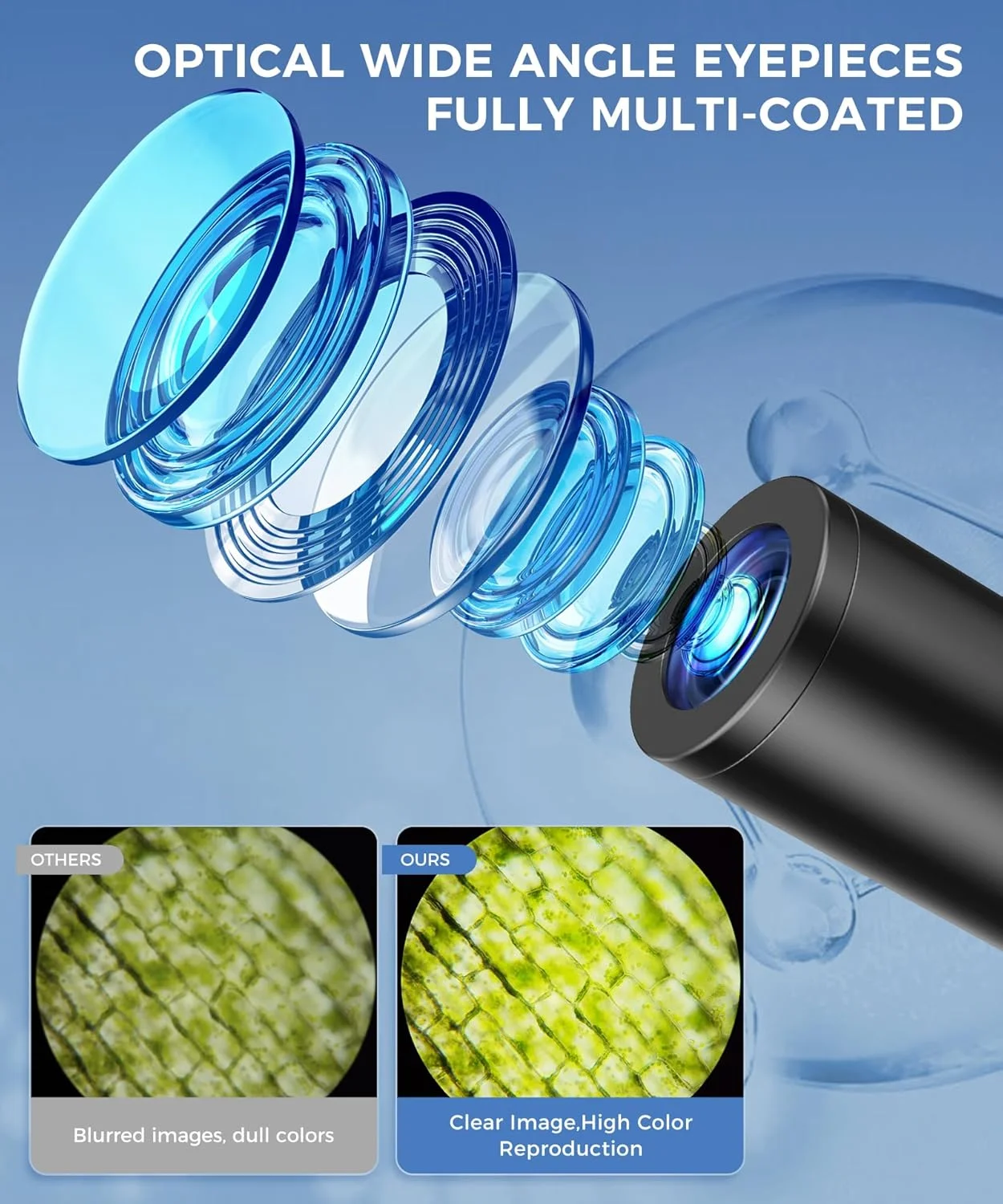 میکروسکوپ های 100X-2000X برای کودکان، دانش آموزان و بزرگسالان، میکروسکوپ های بیولوژیکی قدرتمند برای آزمایشگاه مدرسه و آموزش در خانه، همراه با مجموعه اسلایدهای میکروسکوپ و آداپتور تلفن