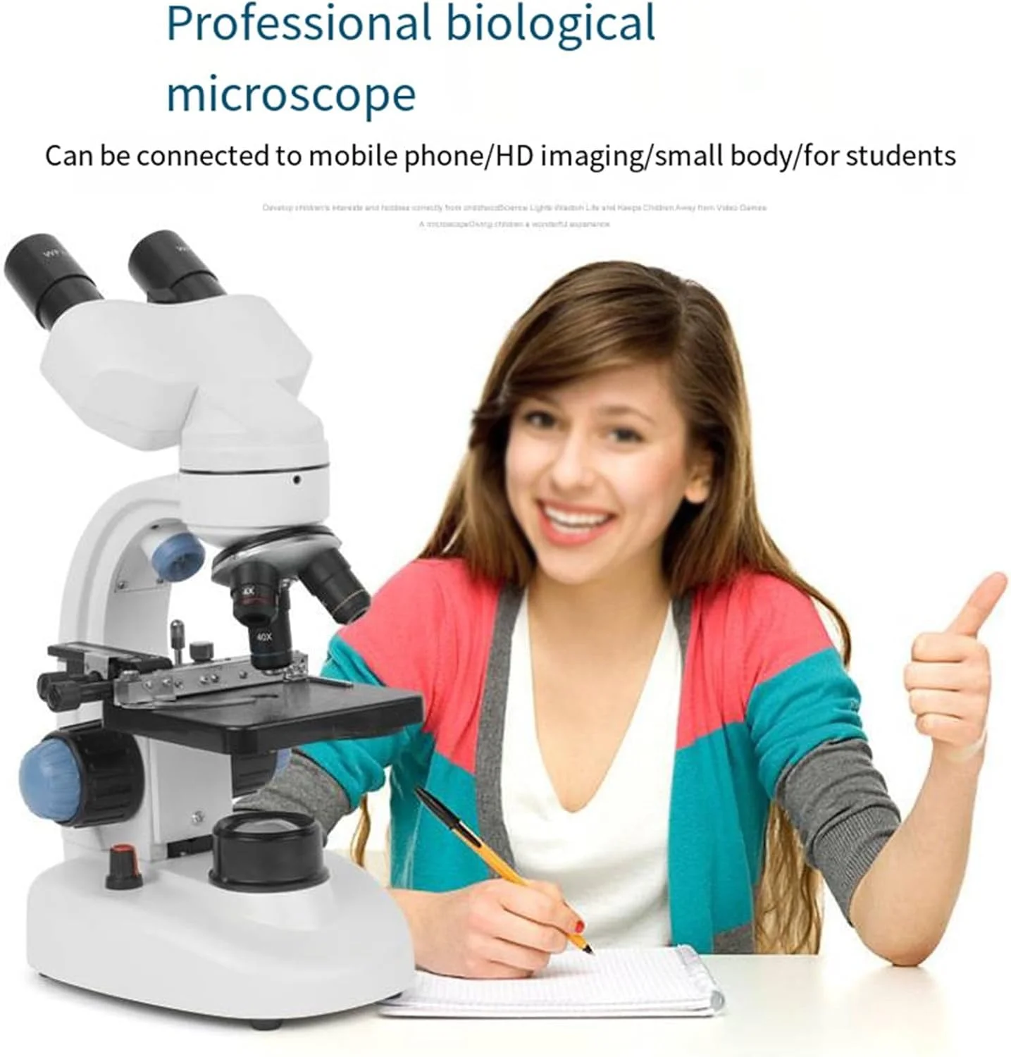 میکروسکوپ دوچشمی برای آزمایش های علمی دانش آموزان مدارس ابتدایی و راهنمایی، بزرگنمایی 40 تا 1000 برابر، HD