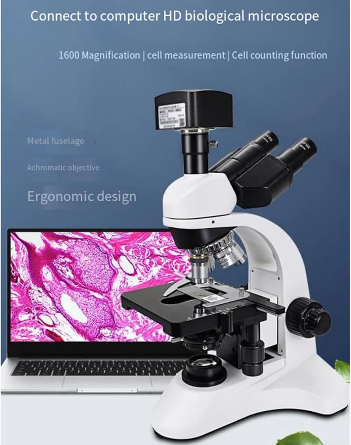 میکروسکوپ ویدیویی بیولوژیکی بزرگنمایی اپتیکال 1600X منبع نور برای عکسبرداری و اندازه گیری