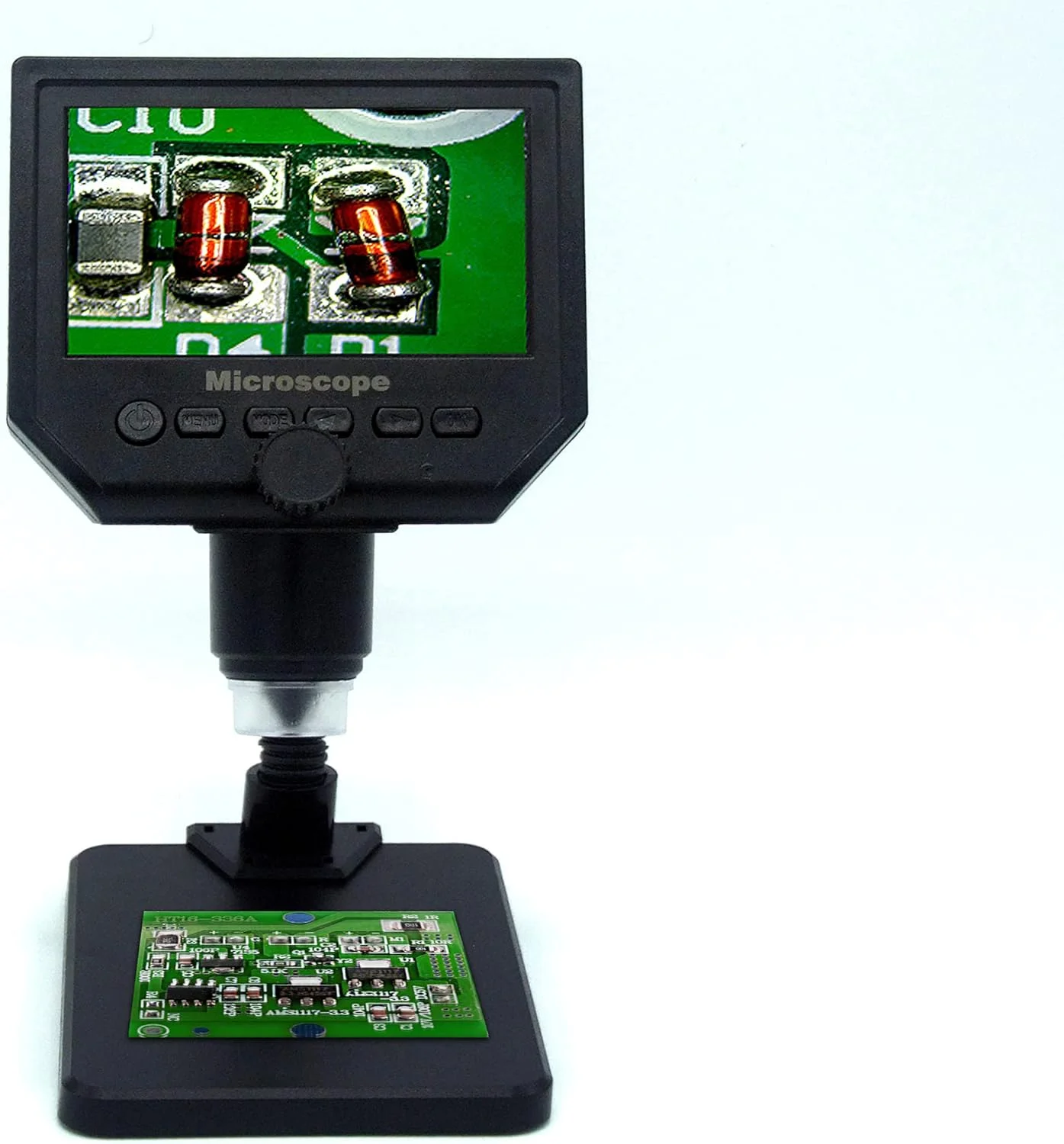 میکروسکوپ دیجیتال LCD با بزرگنمایی 600X، سنسور 3.6MP، 8 LED، صفحه نمایش 4.3 اینچی، ویدیوی HD 1080p، USB، دوربین اندوسکوپ