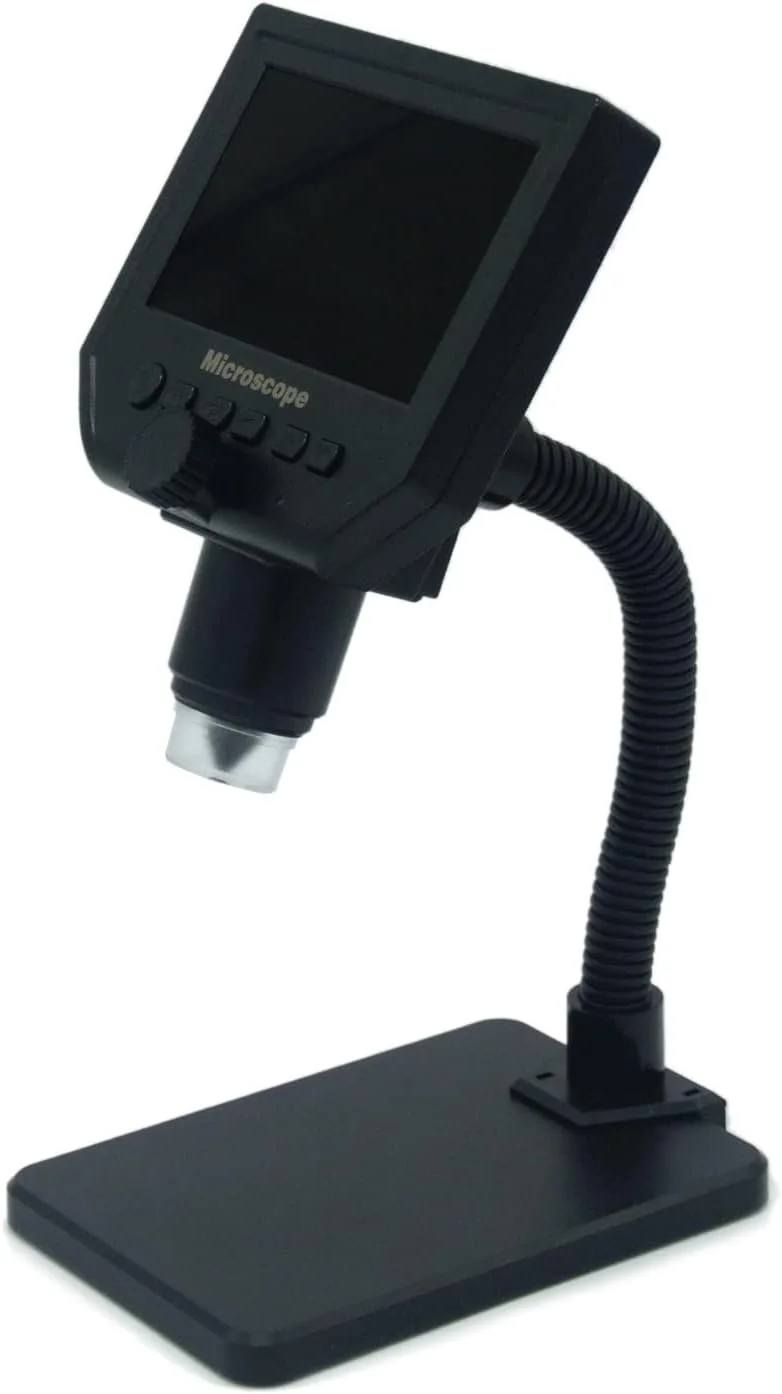 میکروسکوپ دیجیتال LCD با بزرگنمایی 600X، سنسور 3.6MP، 8 LED، صفحه نمایش 4.3 اینچی، ویدیوی HD 1080p، USB، دوربین اندوسکوپ