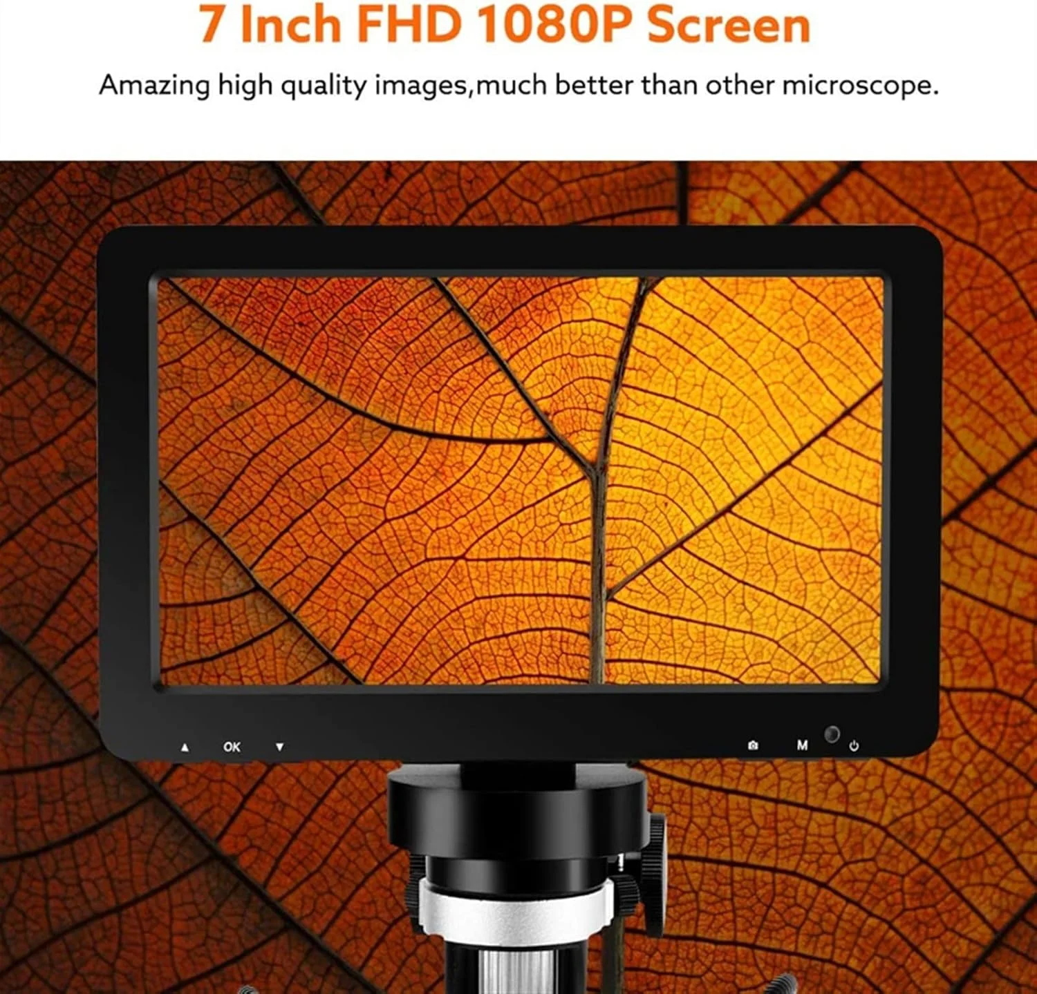 میکروسکوپ دیجیتال LCD 7 اینچی 1200X HD USB با ریموت کنترل سیمی و ضبط کننده ویدیو