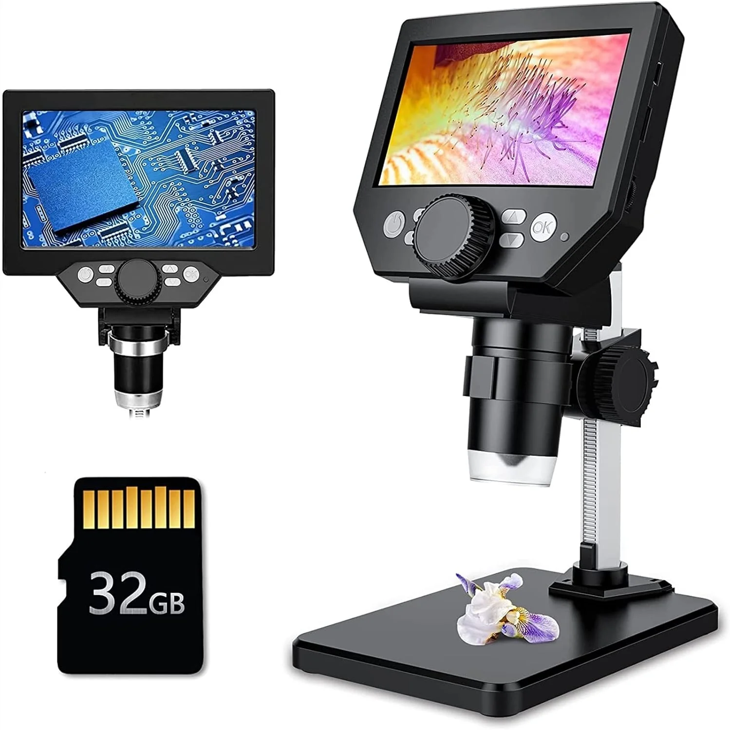 میکروسکوپ دیجیتال USB با LCD 4.3 اینچی، 1080P 10MP، بزرگنمایی 1000X برای سکه، مدار PCB