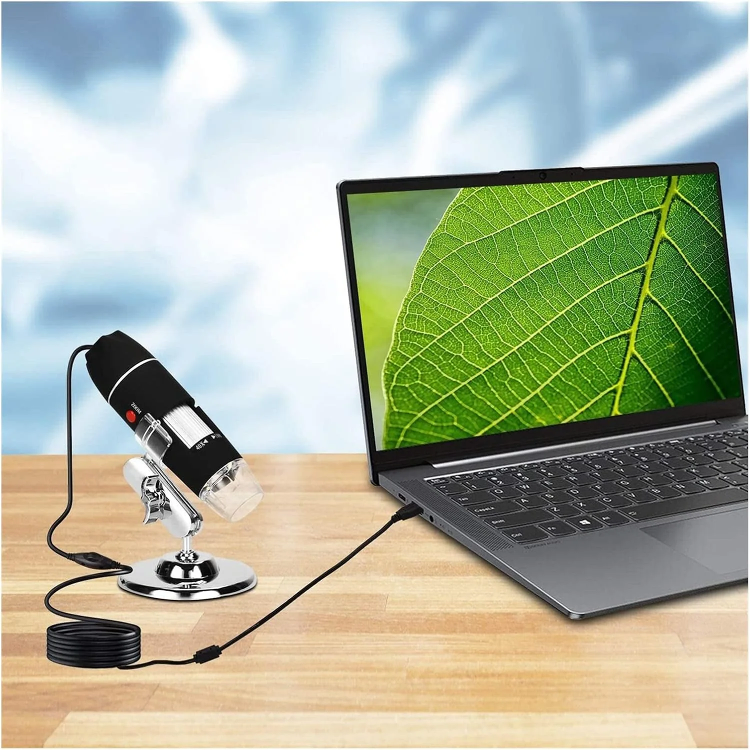 میکروسکوپ USB با بزرگنمایی 40 تا 1600 برابر به همراه 8 LED و پایه فلزی میکروسکوپ USB با بزرگنمایی 40 تا 1600 برابر به همراه 8 LED و پایه فلزی