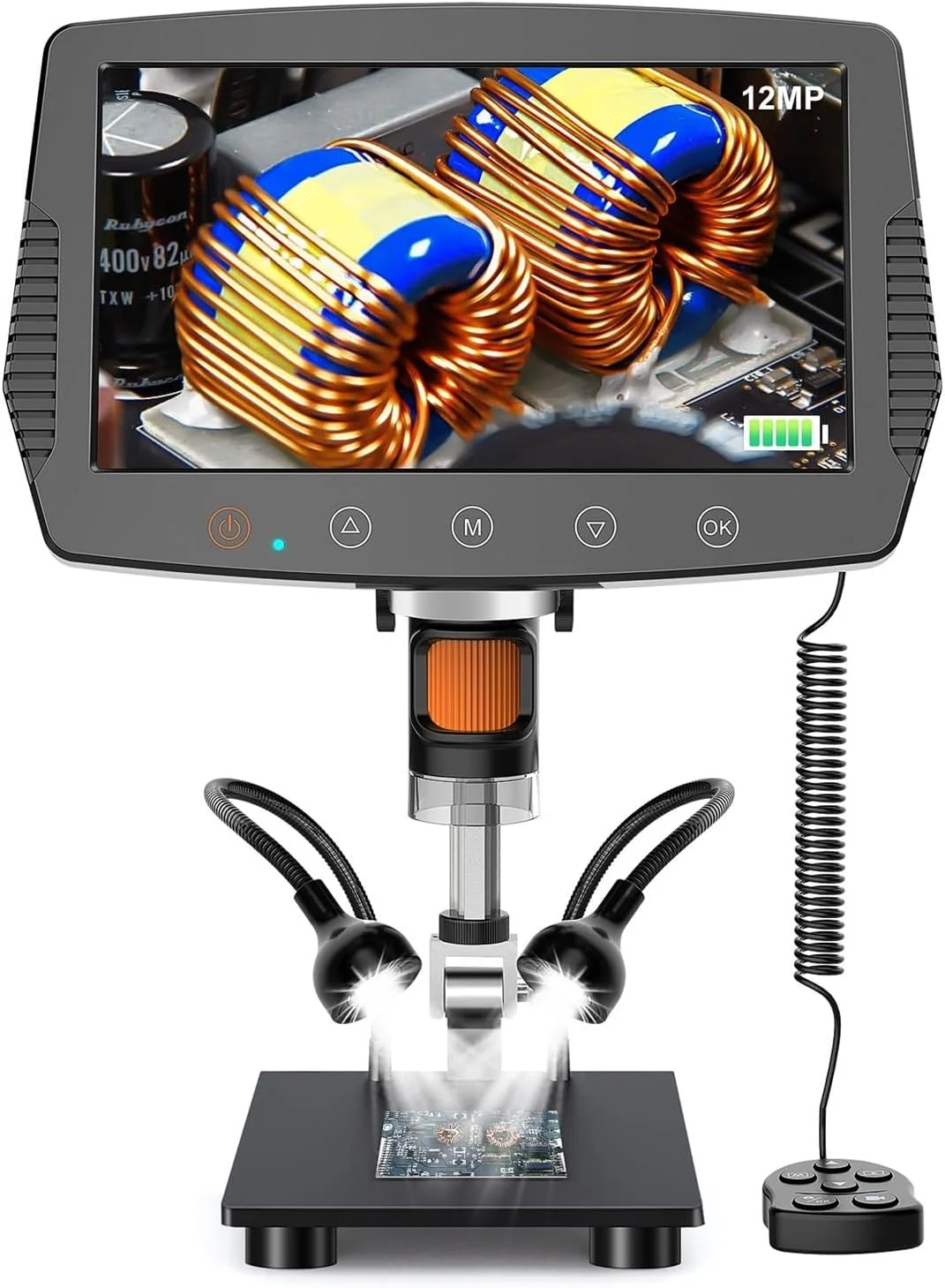 میکروسکوپ دیجیتال LCD نه اینچی 1500X 12MP HD با کنترل سیمی، ابزار تعمیر لحیم کاری، ذره بین سکه به همراه کارت TF 32 گیگابایتی