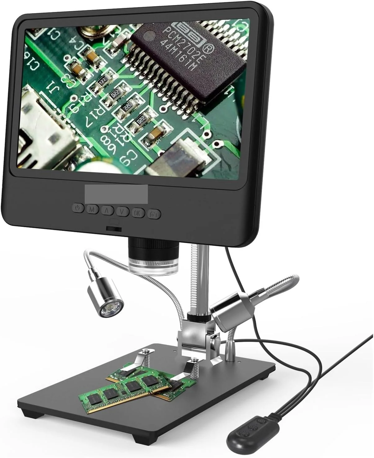 میکروسکوپ دیجیتال با صفحه نمایش 8.5 اینچی LCD، بزرگنمایی 5X-1200X، ابزار لحیم کاری با دو چراغ پرکننده