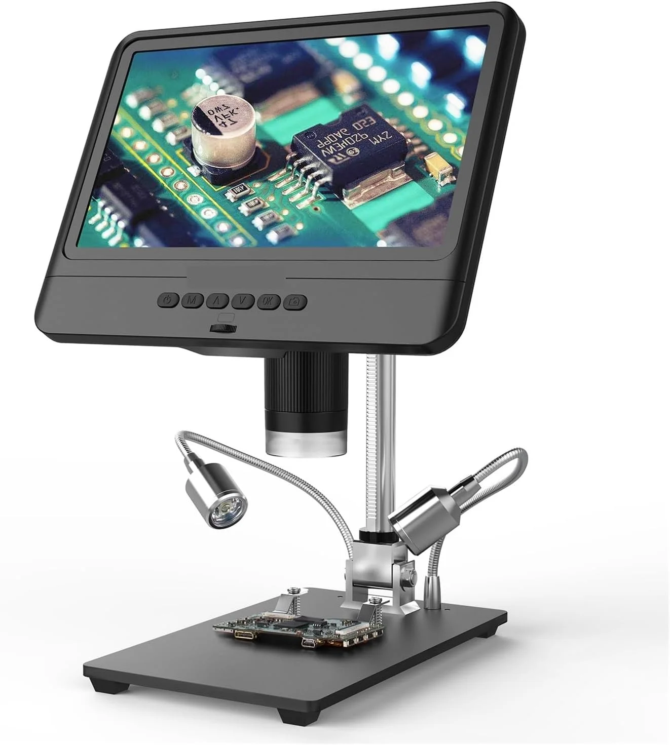 میکروسکوپ دیجیتال با صفحه نمایش 8.5 اینچی LCD، بزرگنمایی 5X-1200X، ابزار لحیم کاری با دو چراغ پرکننده