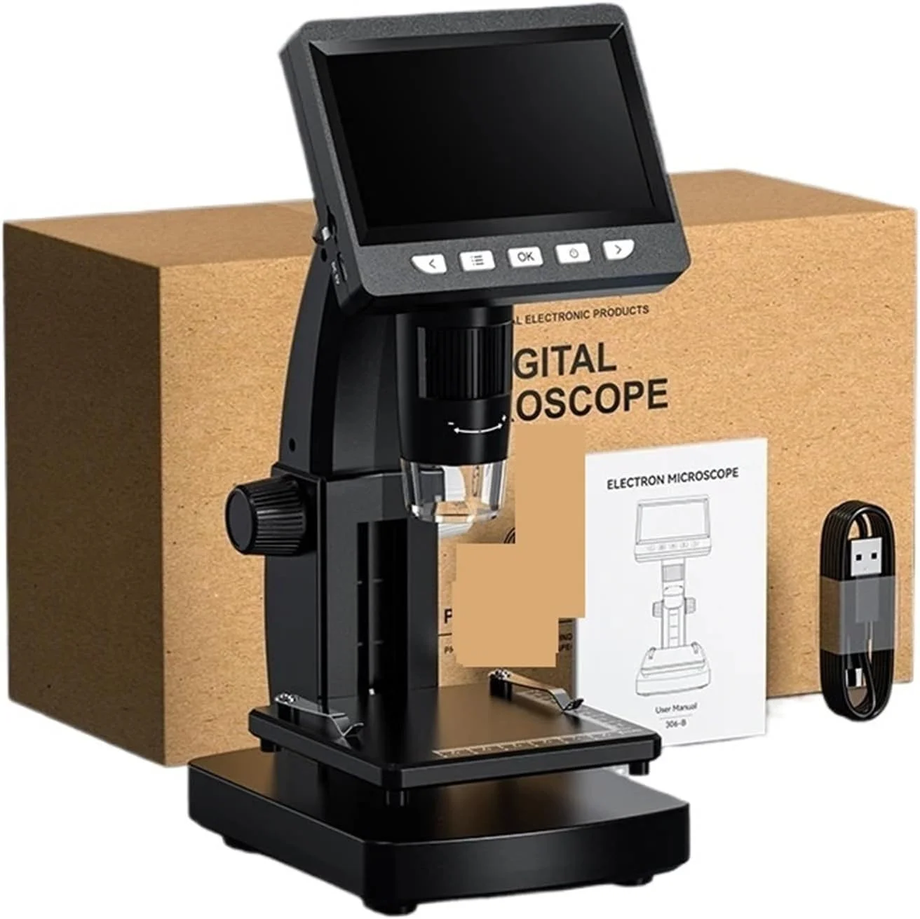 میکروسکوپ دیجیتال 4.3 اینچی با بزرگنمایی 50X-1000X، میکروسکوپ سکه ای USB با کیفیت 2 مگاپیکسل، دارای 8 LED و قابلیت ضبط ویدیو، میکروسکوپ الکترونی مناسب برای کامپیوتر