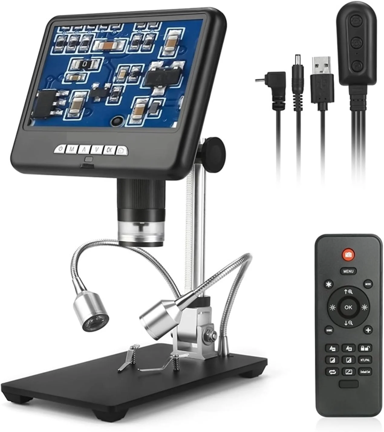 میکروسکوپ دیجیتال 7 اینچی 2 مگاپیکسلی 100X USB سه بعدی برای تعمیر تلفن، ابزار لحیم کاری، ذره بین جواهرات، چرخش تصویر