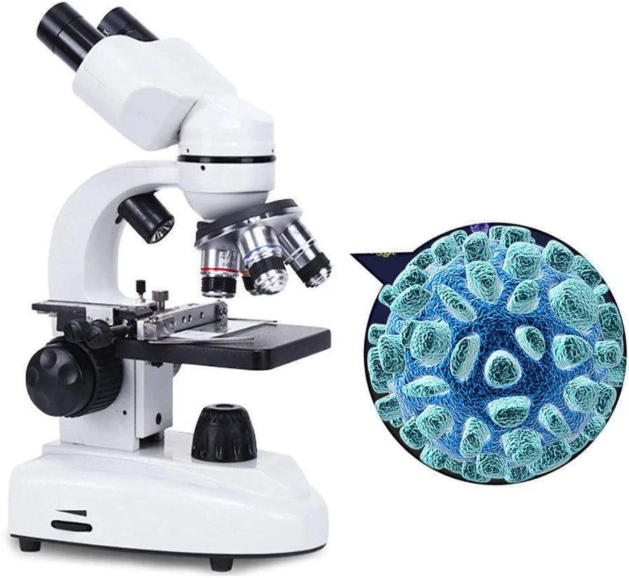 میکروسکوپ بیولوژیکی MHWL، میکروسکوپ نوری دوچشمی HD با بزرگنمایی 10000X / 15000X / 20000X برای آزمایش های علمی دانشجویی و آموزشی، نورپردازی LED دوگانه، فیلتر پنج رنگ، 15000X