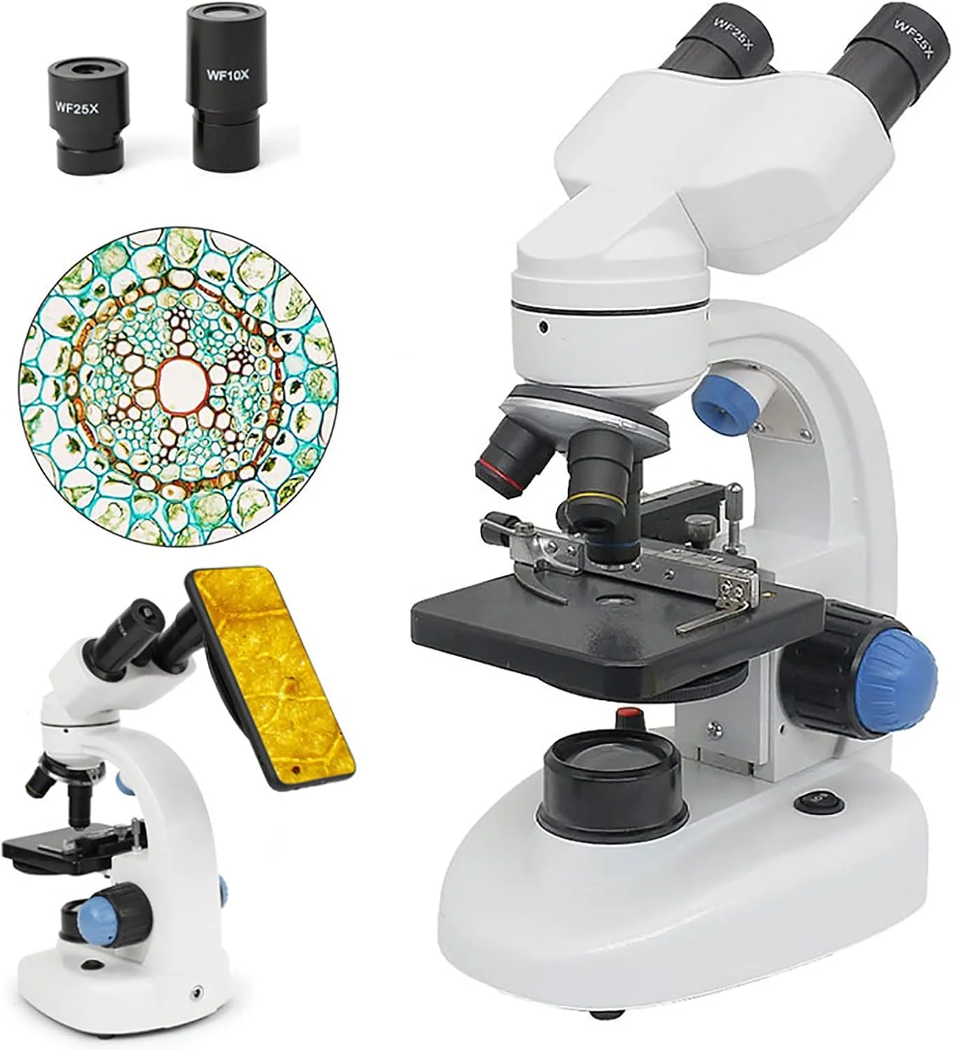 میکروسکوپ دوچشمی 40-1000X با نور LED و میکروسکوپ دیجیتال USB 2.0 مگاپیکسلی، برای آزمایشگاه علوم آموزشی