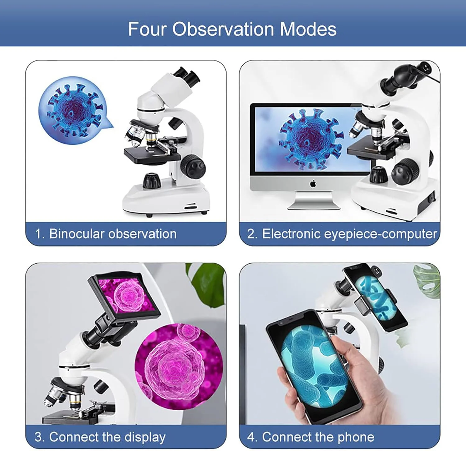 میکروسکوپ های دوچشمی برای بزرگسالان، میکروسکوپ آزمایشگاهی بیولوژیکی، فیلتر پنج رنگی/مشاهده راحت 45 درجه، برای کیت آزمایش علمی آزمایشگاه خانگی آموزش مدرسه، 15000X میکروسکوپ های دوچشمی برای بزرگسالان، میکروسکوپ آزمایشگاهی بیولوژیکی، فیلتر پنج رنگی/مشاهده راحت 45 درجه، برای کیت آزمایش علمی آزمایشگاه خانگی آموزش مدرسه، 15000X